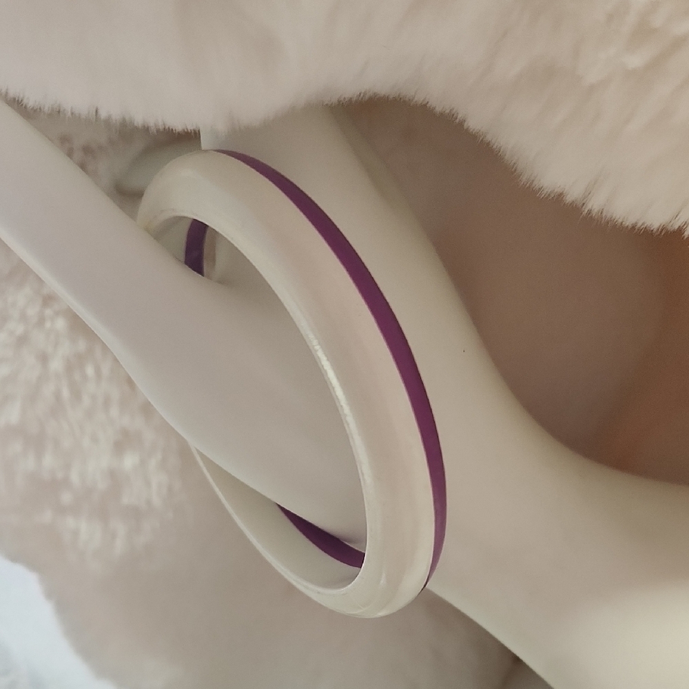 Elegant Purple and White Wood Bracelet